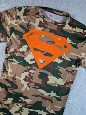 Under Armour Superman Compression Shirt Mens L Camo Athletic